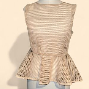 fishnet Gracia Peplum Peekaboo Fishnet Mesh Sleeveless Top